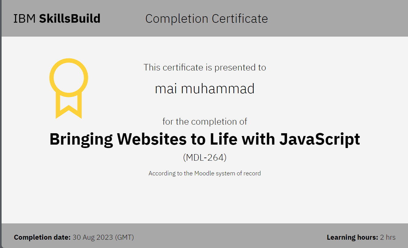 Javascript Certificate